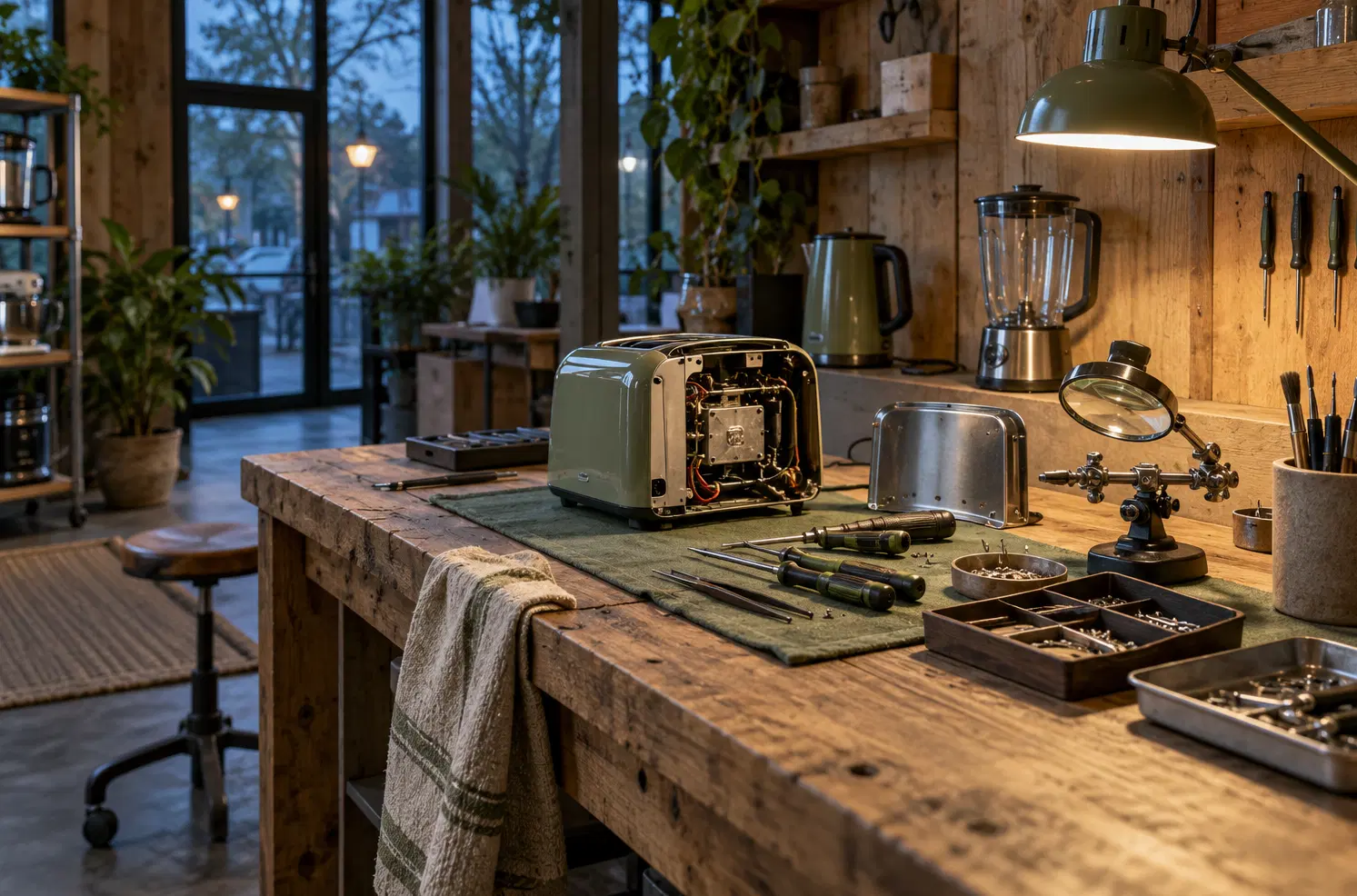 Illustration of repair businesses and their working space